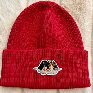 NWT Fiorucci Ángel Patch Beanie Red unisex Italian Brand ♥️☺️🇮🇹100% Cotton